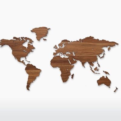 Carte du monde - Noyer - 216 x 108 cm