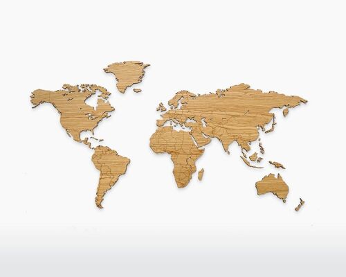Carte du monde - Chêne - 216 x 108 cm