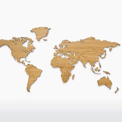 Carte du monde - Chêne - 216 x 108 cm