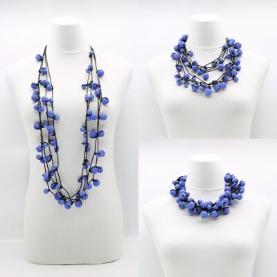 4-strand hand made polymer clay beads necklace - Blue