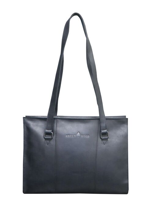 Emily Shopper Bag Women's Top Handle Leather Clutch Shoulder Bag - Black