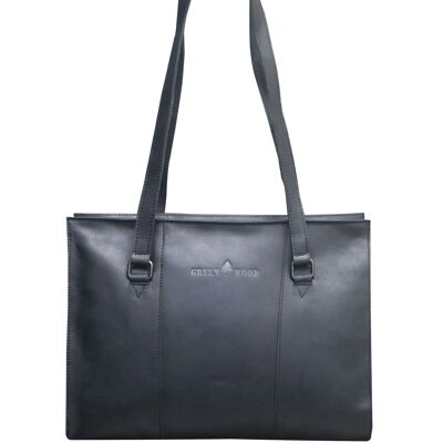 Emily Shopper Bag Sac à bandoulière en cuir avec poignée supérieure pour femmes - Noir