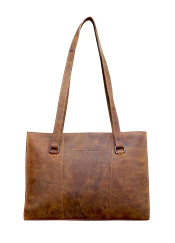Emily Shopper Bag Sac à bandoulière en cuir avec poignée supérieure pour femmes - Camel 2