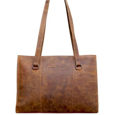 Emily Shopper Bag Sac à bandoulière en cuir avec poignée supérieure pour femmes - Camel