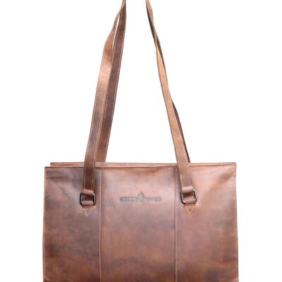 Emily Shopper Bag Sac à bandoulière en cuir avec poignée supérieure pour femmes - Kaki