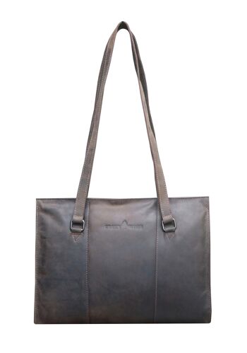 Emily Shopper Bag Sac à bandoulière en cuir avec poignée supérieure pour femmes - Marron 2