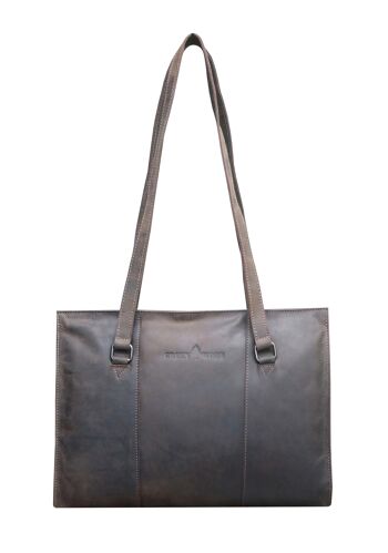 Emily Shopper Bag Sac à bandoulière en cuir avec poignée supérieure pour femmes - Marron 1