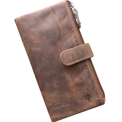 Elsa wallet with mobile phone compartment women's wallet leather men's RFID protection - khaki