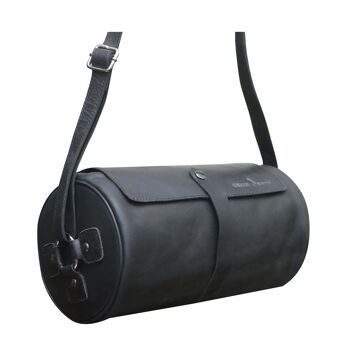 Molinero Cylinder Bag Sac à bandoulière en cuir Sac à bandoulière rond pour femme - Noir 5