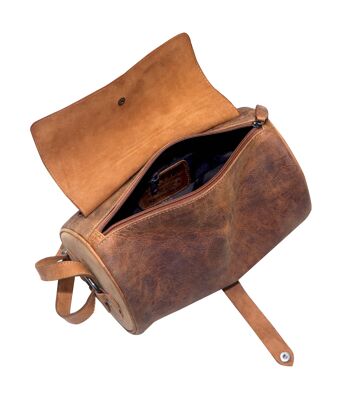 Molinero Cylinder Bag Sac à bandoulière en cuir Sac à bandoulière rond pour femmes - Camel 8