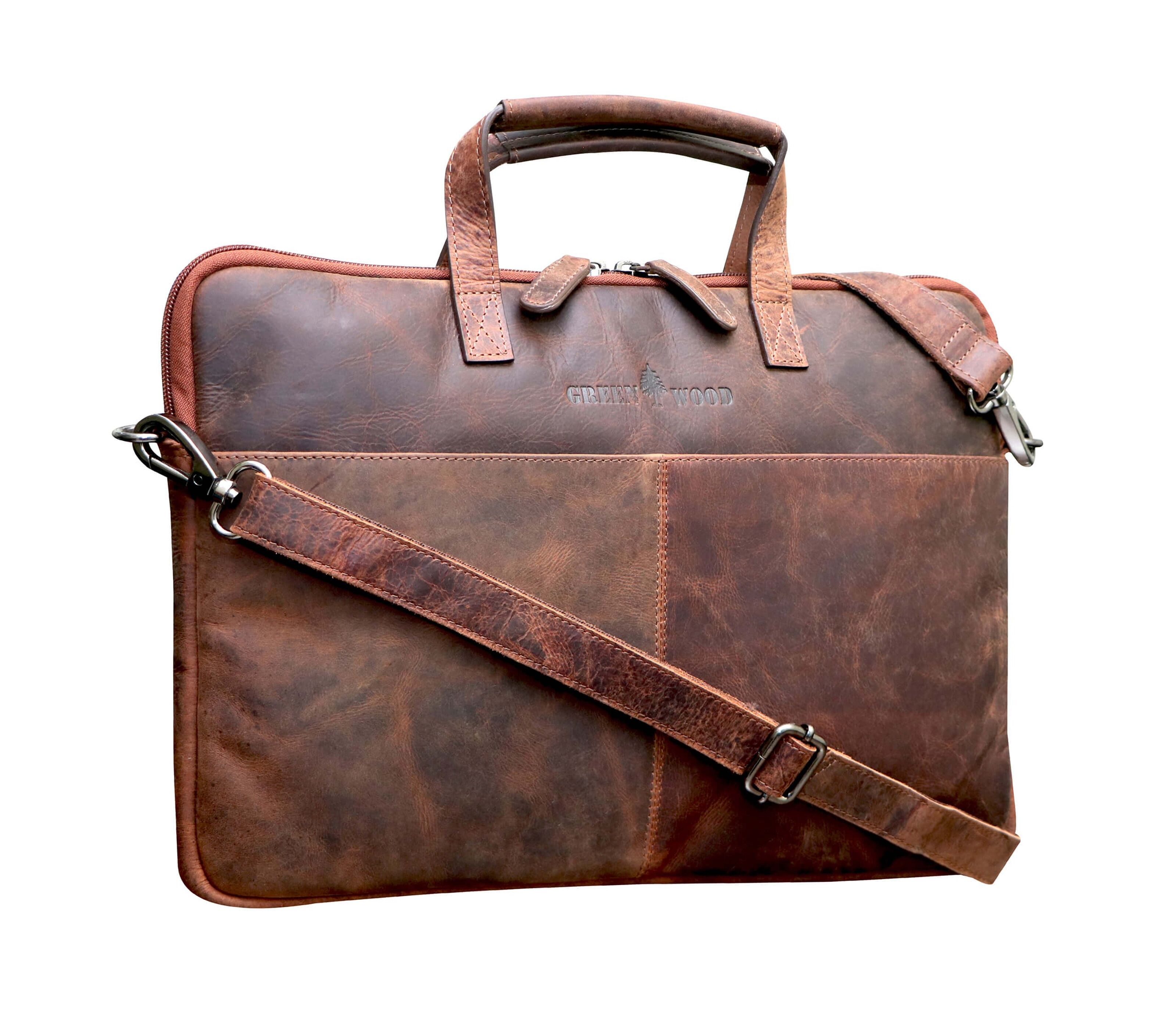 Buy wholesale Fred laptop bag 13 inch leather with detachable shoulder  strap Macbook Air sleeve - Sandal