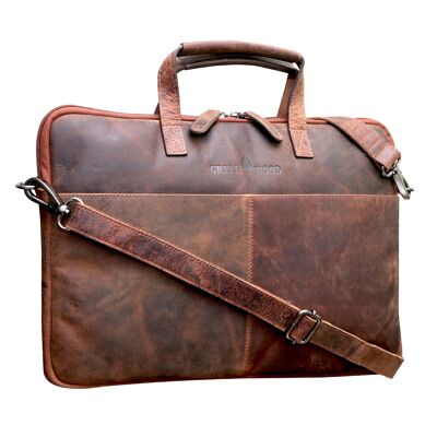 Fred laptop bag 13 inch leather with detachable shoulder strap Macbook Air sleeve - Sandal