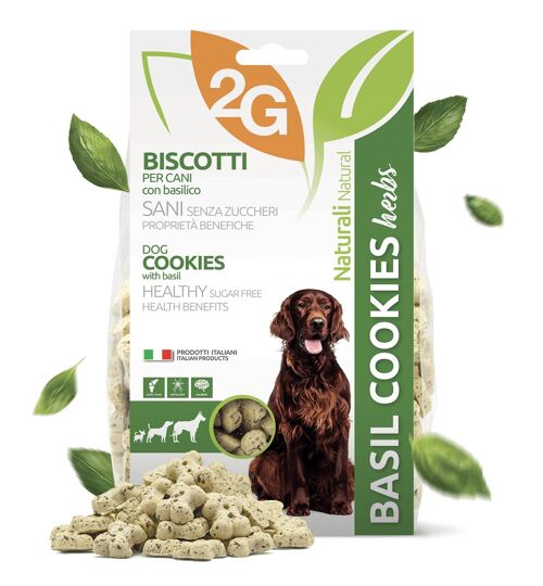 Basil Dog Cookies | Snack croccante no carne, 100% naturale 350 g