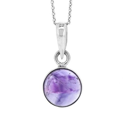Amethyst Round Pendant with 18" Trace Chain and Presentation Box