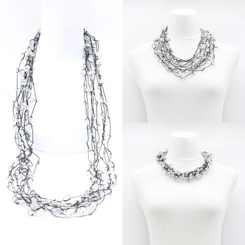Buy wholesale Crystal Faceted Beads on Fishing Wire Necklace - Clear