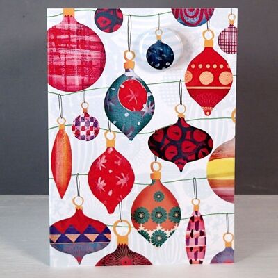 Christmas Baubles -  Greeting card with badge