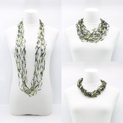 10 Strand Crystal Tubes Necklace - Metallic Green