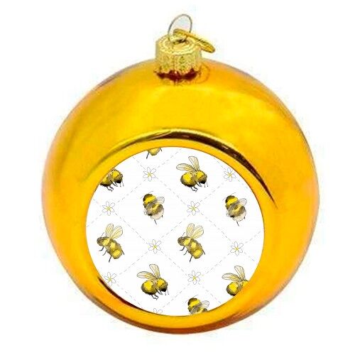 Christmas Baubles 'Bumble Bee Pattern'