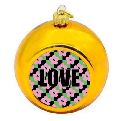 Christmas Baubles 'Check with Flowers'