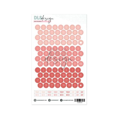 Date Stickers Coral