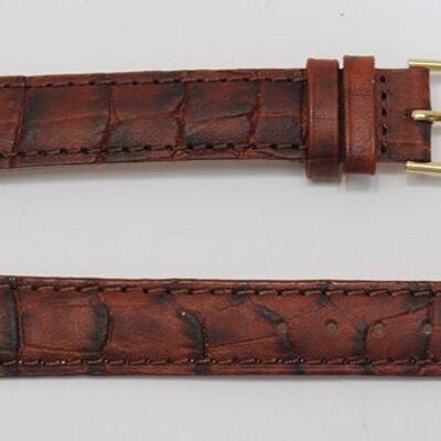 Cinturino per orologio in vera pelle di vacchetta bombata modello gr congo alligatore marrone 16mm extra lungo XL.