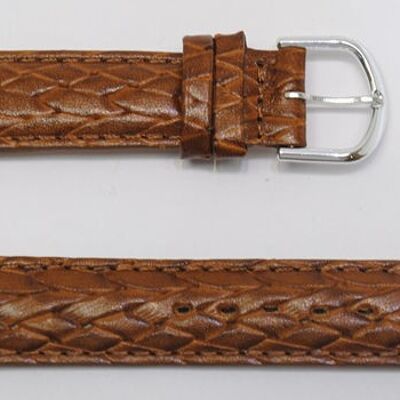 Genuine cowhide leather watch strap domed brown rio braid model 12mm