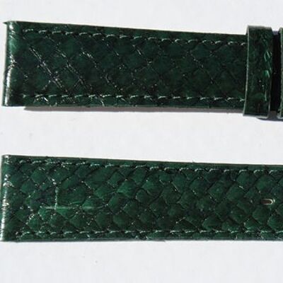 Genuine salmon green domed leather watch strap 18mm