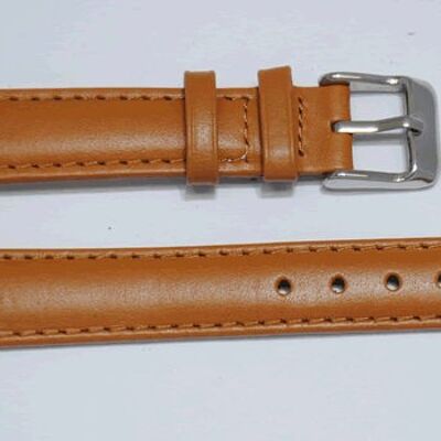 Roma gold smooth domed genuine cowhide leather watch strap 16mm
