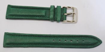 Bracelet montre cuir vachette véritable modèle aviateur roma vert antique18mm