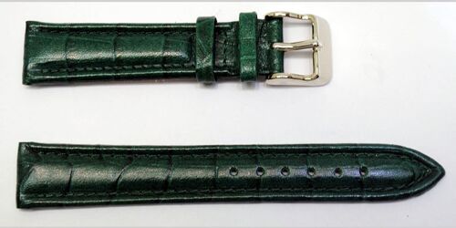 Bracelet montre cuir vachette véritable modèle aviateur gr alligator congo vert foncé 18mm