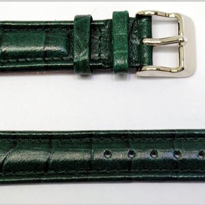Uhrenarmband aus echtem Rindsleder dunkelgrün Kongo-Alligator Gr Fliegermodell 18mm