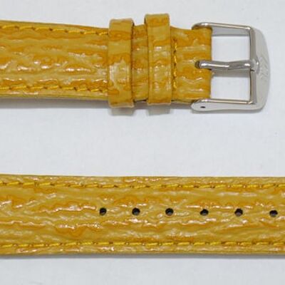 Cinturino per orologio in vera pelle di vacchetta bombata modello Tanzania giallo grana squalo 18mm
