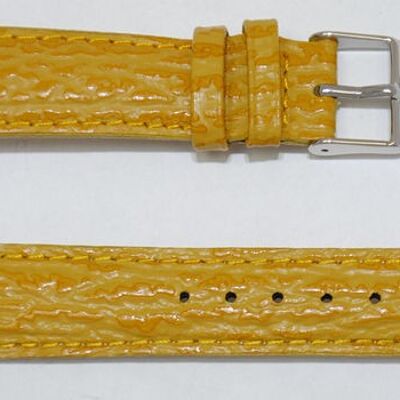 Bracelet montre cuir vachette véritable modèle bombé grain requin Tanzanie jaune 18mm