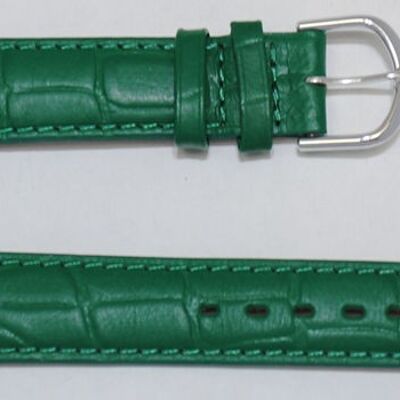 Cinturino per orologio in vera pelle di vacchetta bombata con grana di alligatore verde congo 18mm