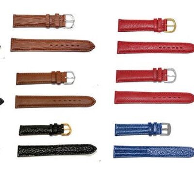 12 leather watch straps 12mm 3 black 3 brown 6 assorted colors