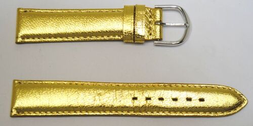 Bracelet montre cuir vachette véritable bombé modèle roma or, largeur 18mm