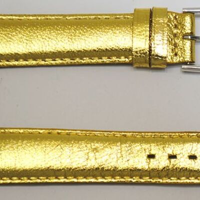 Uhrenarmband aus echtem, gewölbtem Rindsleder, Modell Roma in Gold, Breite 18 mm