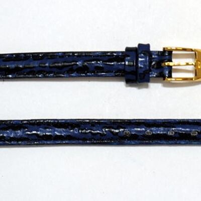 Bracelet montre cuir vachette véritable modèle bombé grain requin Tanzanie bleu 8mm