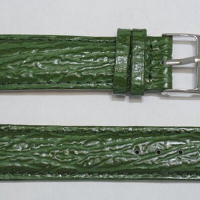 Bracelet montre cuir vachette véritable modèle bombé gr requin vert 20mm.
