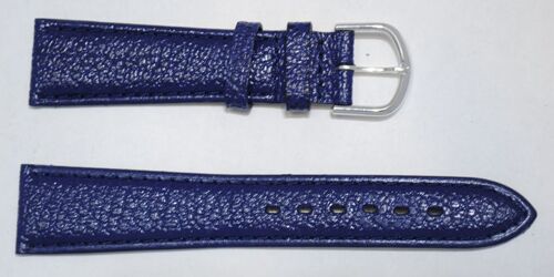 Bracelet montre cuir vachette véritable bombé iris bleu marine 20mm