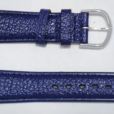 Navy blue iris domed genuine cowhide leather watch strap 20mm