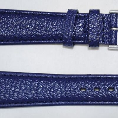 Navy blue iris domed genuine cowhide leather watch strap 20mm