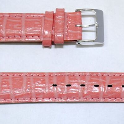 Genuine domed cowhide leather watch strap congo pink alligator grain 14mm