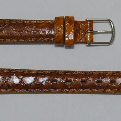 Genuine salmon gold leather watch strap 12mm