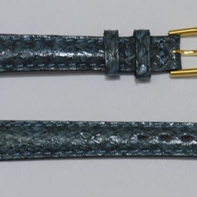 Bracelet montre cuir saumon véritable bleu gris bombé 12mm