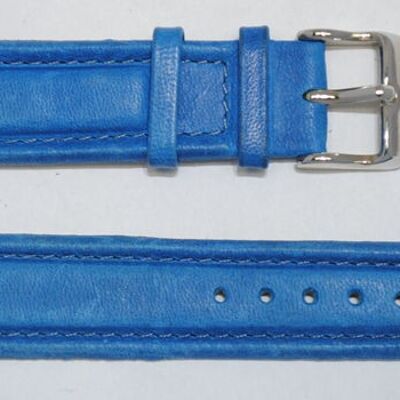 Bracelet montre cuir vachette véritable modèle aviateur roma bleu vintage 20mm