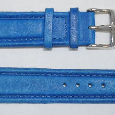 Bracelet montre cuir vachette véritable modèle aviateur roma bleu vintage 20mm