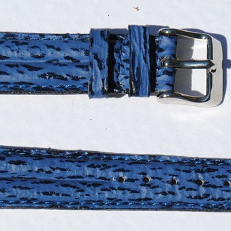 Bracelet montre en requin véritable bleu double joncs