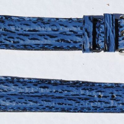 Bracelet montre cuir requin véritable bleu double joncs 18mm
