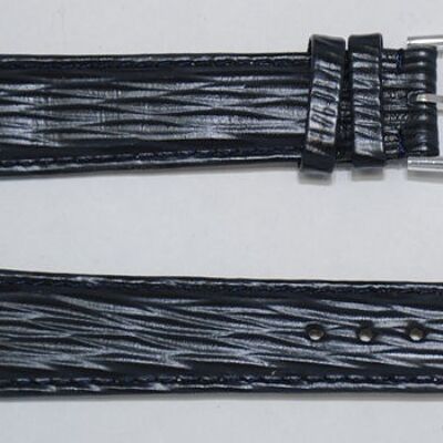 Bracelet montre cuir vachette véritable modèle bombé grain Venise bleu marine 18mm